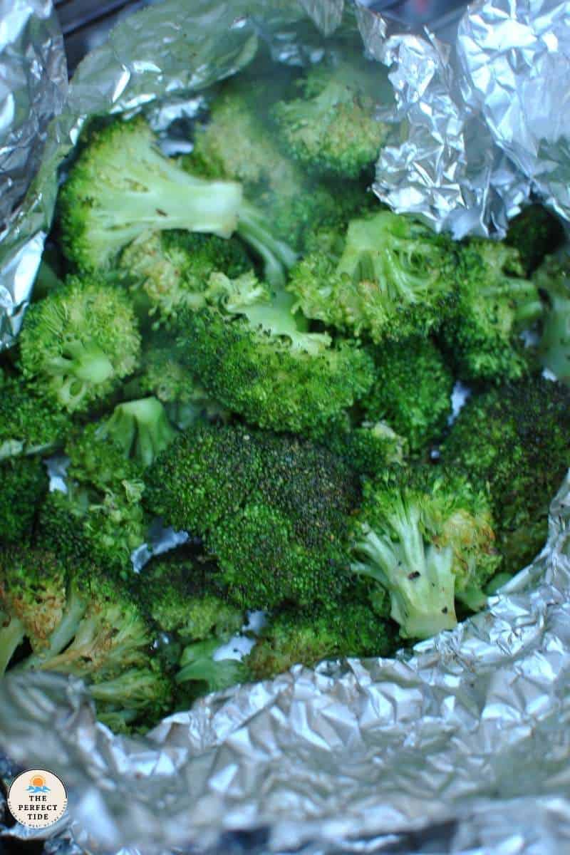 broccoli cooked on the bbq in foil