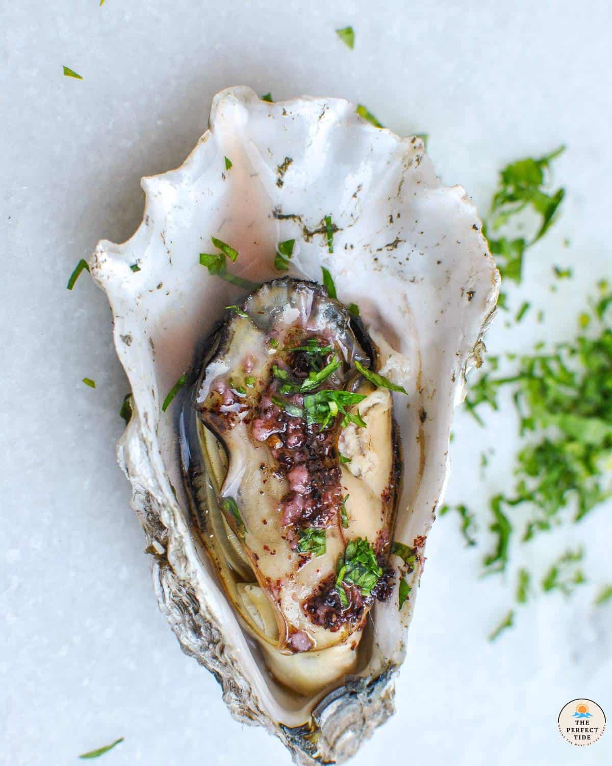 Oyster Vinaigrette on half shell oyster