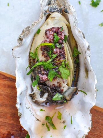 Oyster Vinaigrette on half shell oyster