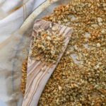 zaatar bread crumbs on olive oil spoon