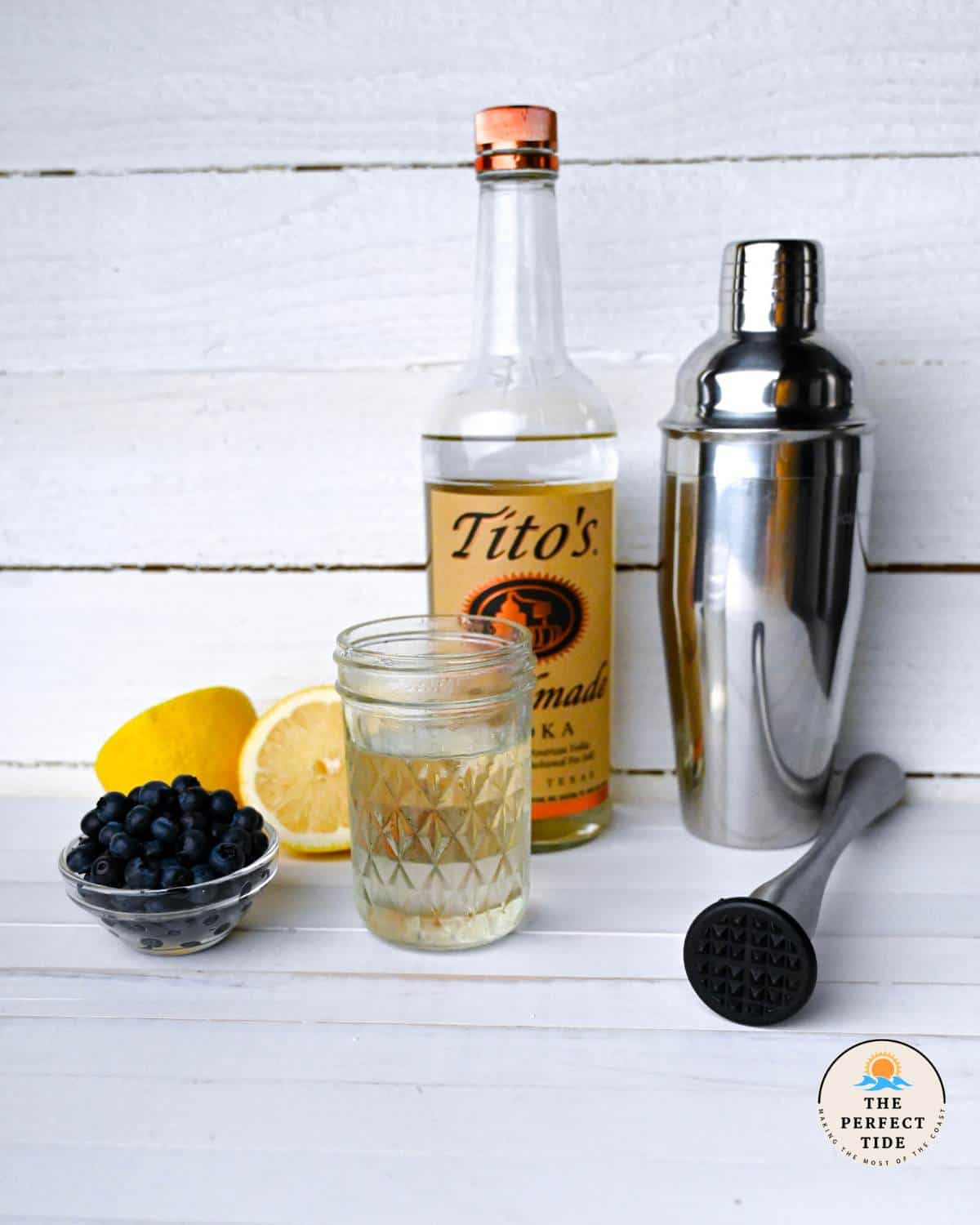 ingredients for blueberry lemon drop martini