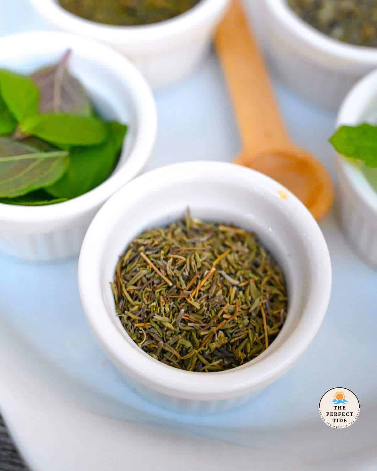 dried thyme in a small ramekin