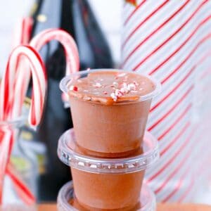 peppermint chocolate christmas pudding shots