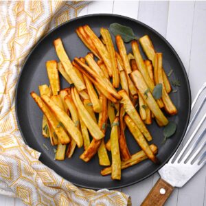 air fried parsnips on a plate