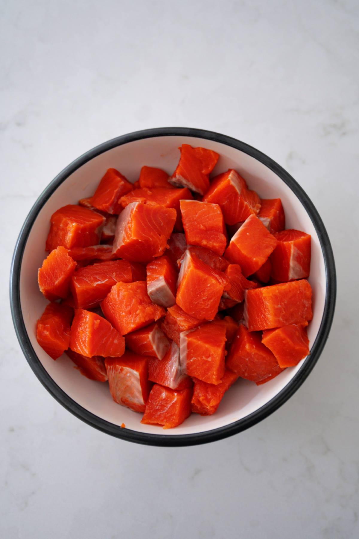 bowl of salmon bites