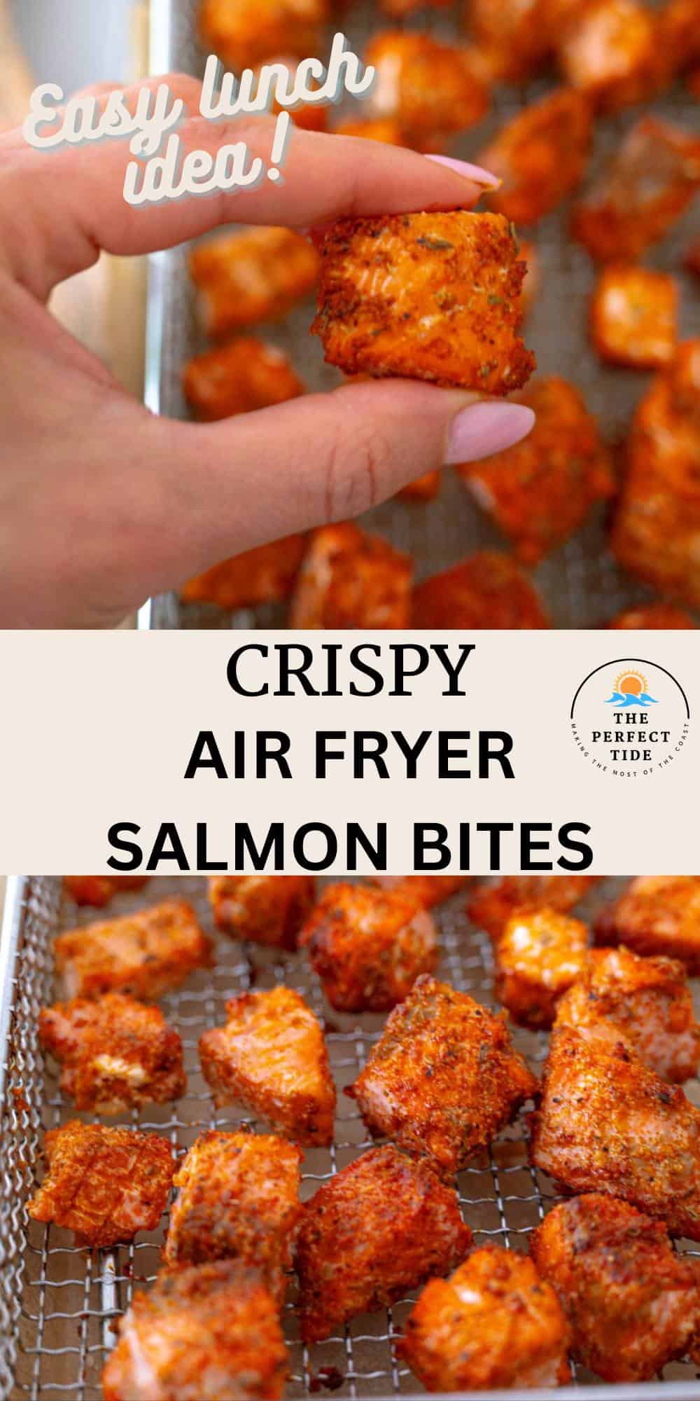 crispy air fryer salmon bites. easy lunch idea.