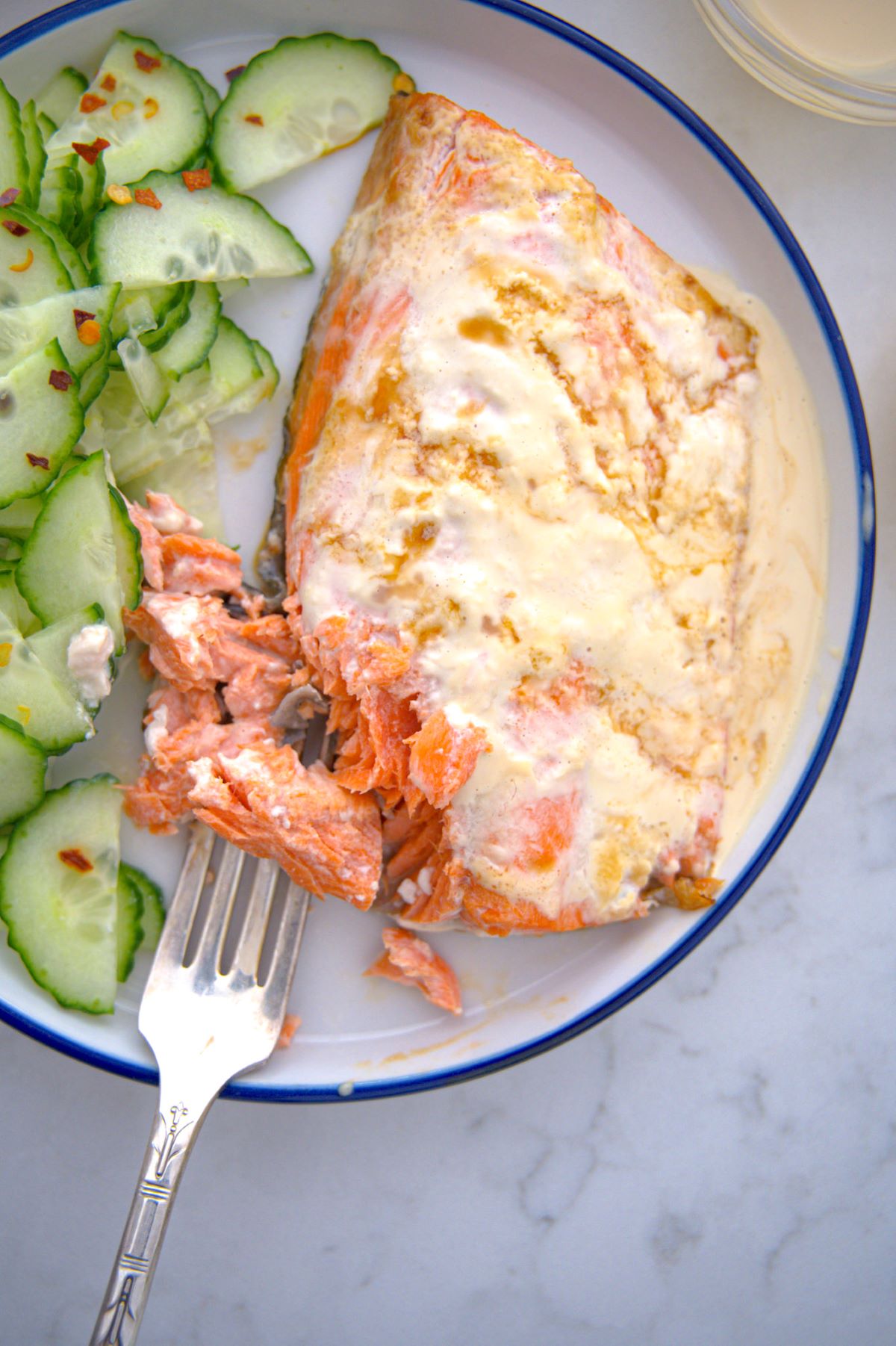 air fryer frozen salmon recipe with cucumber salad